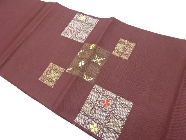 JAPANESE KIMONO / ORIGAMI NAGOYA OBI (CLOISONNE PATTERN WEAVING COLORE